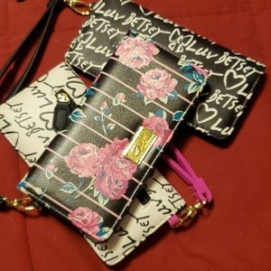 Betsey Johnson billfold wallet with wristlet
